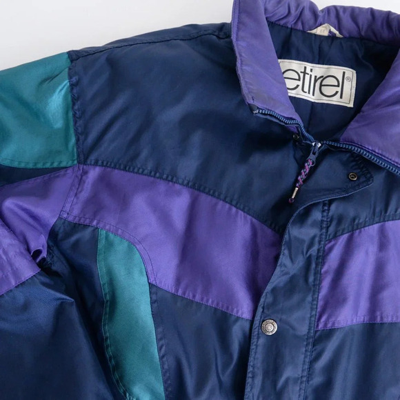 Etirel Vintage Navy and Purple Winter Coat  ~Sz 44 - Picture 8 of 15